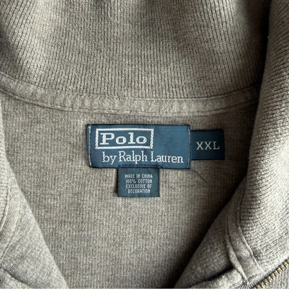 Polo Ralph Lauren Mens XXL Gray Quarter Zip Pullover Sweater Cotton Pony Logo - Picture 2 of 9